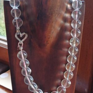 Collier en perles de cristal de roche transparentes - Collection Blanc & Noir