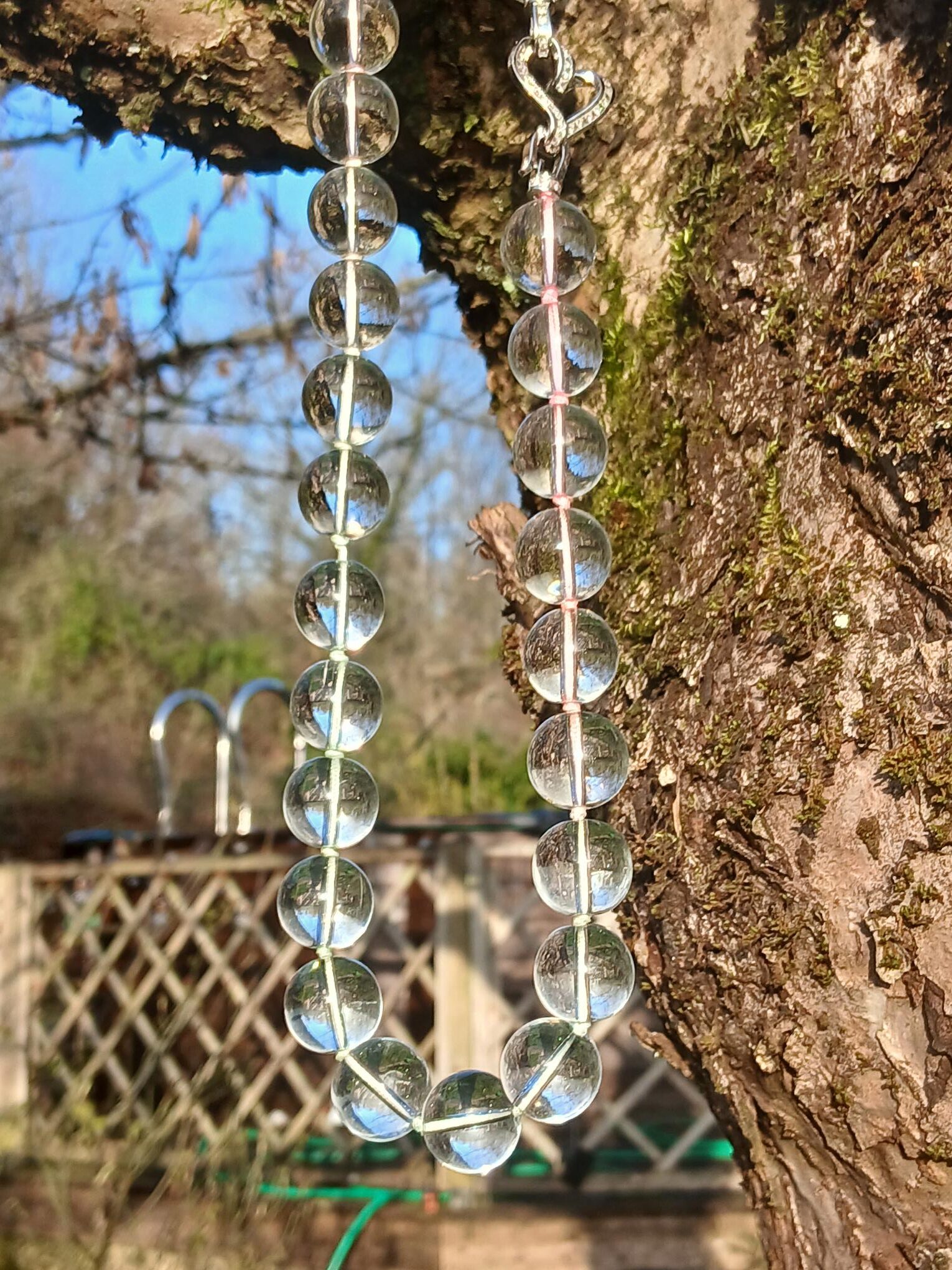 Collier en perles de cristal de roche transparentes - Collection Blanc & Noir